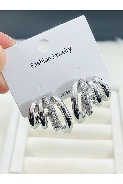 DS DİAMONDSHOP Earrings Zircon Stone Ring Nail Model New Season Bykp- 202505901