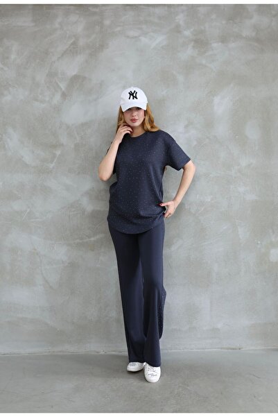ANKA BOUTIQUE Short Sleeve Stone Tracksuit Set