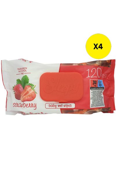 Sleepy X4-SLEEPY SERVETELE UMEDE 120BUC CAPSUNI