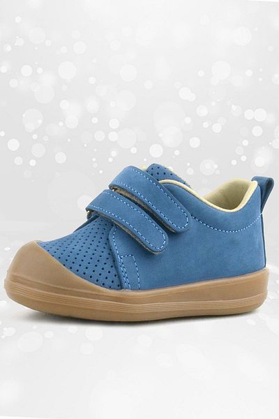 Rakerplus Sonic Genuine Leather Navy Blue Velcro Anatomical Baby Sports Shoes Sneaker