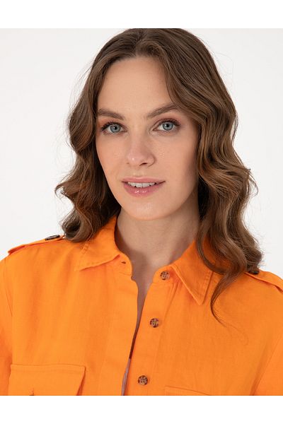 Pierre Cardin Orange Comfort Fit Long Sleeve Linen Shirt 50301079-Vr051