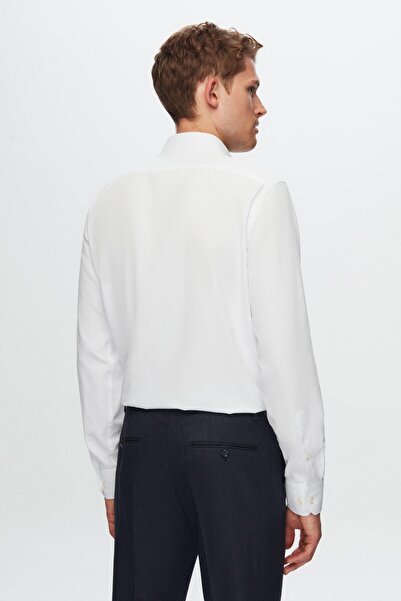 D'S Damat Λευκό μονόχρωμο πουκάμισο Ds Damat Slim Fit