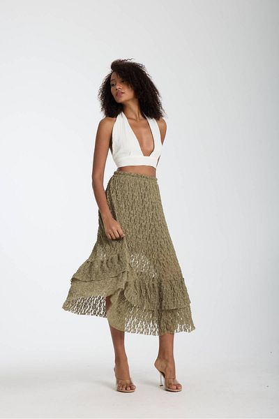 İLKCET MODA Lace Detail Lined Relaxed Cut Women's Skirt