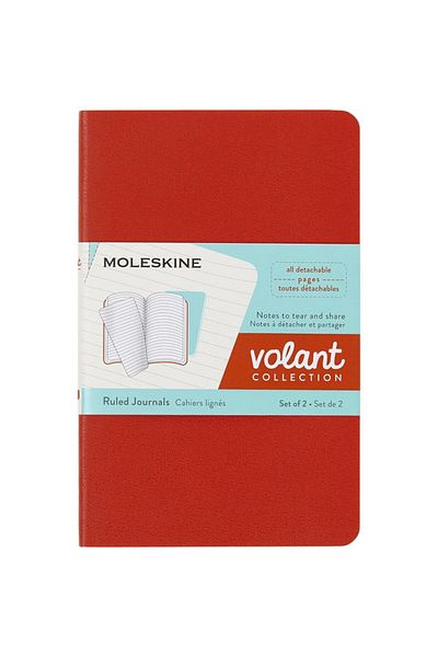 Moleskine مجموعة مفكرة فولانت مخططة مكونة من قطعتين بحجم الجيب برتقالي أزرق مائي