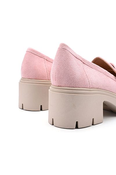 Tmall Pantofi casual de dama,Din piele ecologica,Cu toc gros,P1246,Roz Deschis