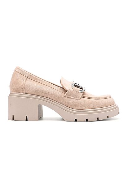 Tmall Pantofi casual de dama,Din piele ecologica,Cu toc gros,P1246,Bej