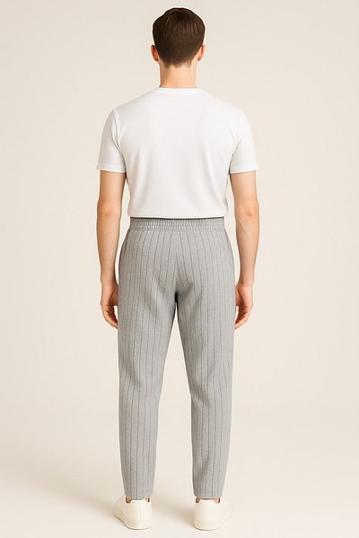 Altamira Men's Smoke Gray Zr Crepe Striped Sweatpants