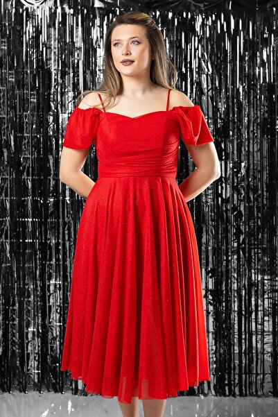 SUBU TASARIM Вечірнє плаття з підвіскою, червоне TBS376