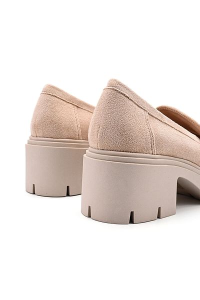 Tmall Pantofi casual de dama,Din piele ecologica,Cu toc gros,P1246,Bej