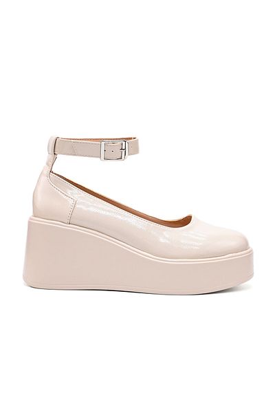Tmall Women's casual shoes, Made of eco-leather, With platform, P1261, Beige