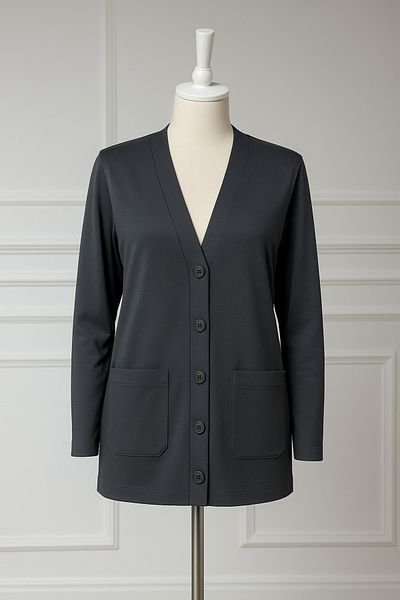 FATELLA Women's Mother Thin Combed Cotton Seasonal Short Model Pocket Buttoned Front Jacket Short Cardigan