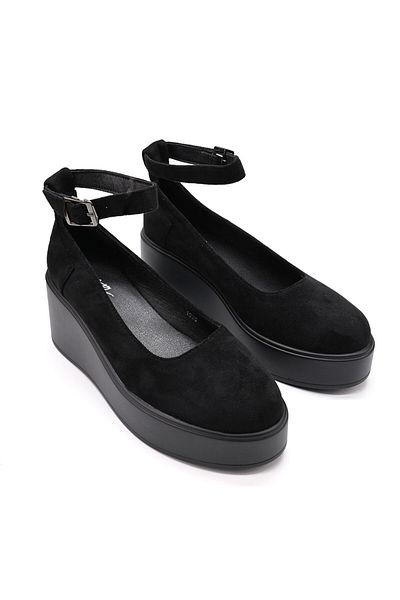 Tmall Pantofi casual de dama,Din piele ecologica intoarsa,Cu platforma,P1262,Negru
