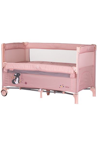 OEM Patut pliabil Chipolino Relax pink marshmallow cu laterala culisanta