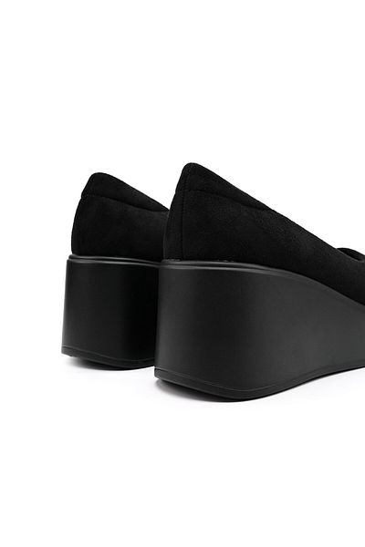 Tmall Women's casual shoes, Made of eco-leather suede, With platform, P1259, Black