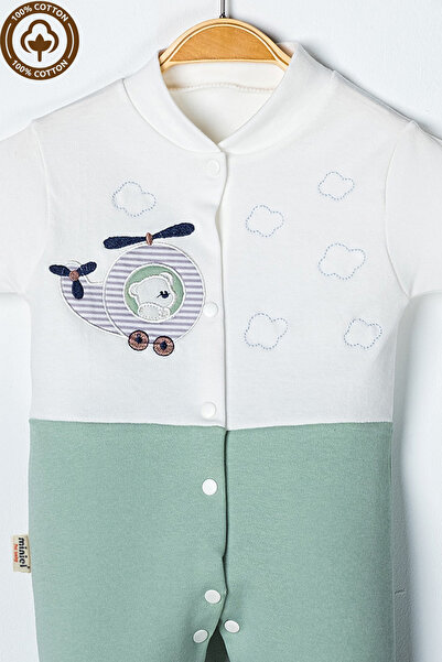 Miniel 3-6-9 Months Baby Boy Overalls - Teddy Bear Embroidered, cotton Booties