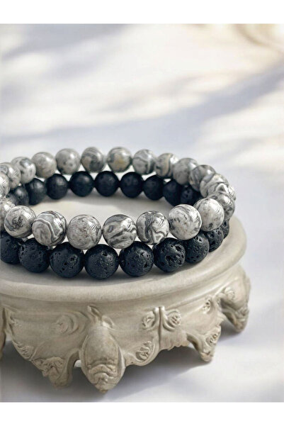 ms denis سوار مزدوج من حجر الحمم البركانية باللون الرمادي جاسبر (الشجاعة القوية)