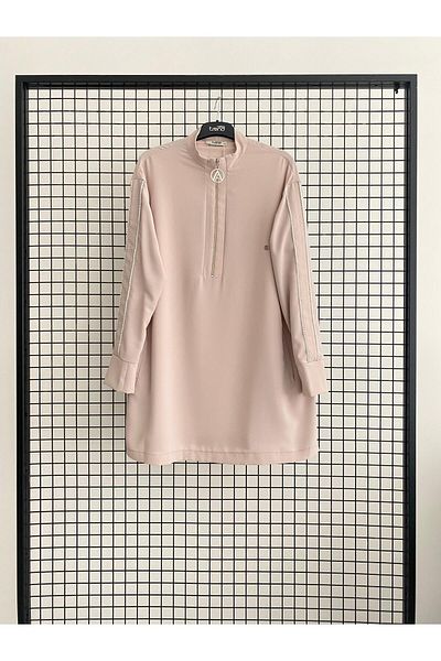 Armine TREND Trend Sleeves Stone Detailed Half Zipper Pocket Tunic 25Dsb412
