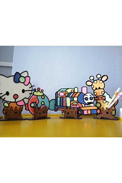 TURKAFONE Kedi Çocuk pijamaskeliler Ahşap Tuz Boyama Oyunu : Boya Ve Masa Üstüne Biblo Yap