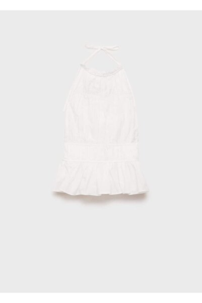 MANGO Woman Pamuklu halter yaka bluz