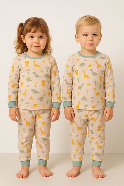 aden kids 0-4 Years Special Cartoon Printed Baby and Children's Pajamas Set - Wide Collar & Special Size Options