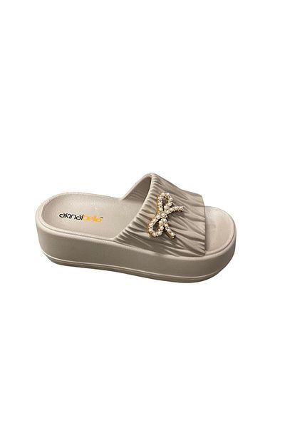 AkınalBella Women's Thick Soled Stone Eva Slippers