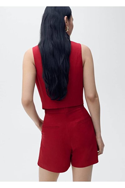 MANGO Woman Keten karışımlı kumaş yelek