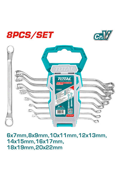 TOTAL 8Pc Wrench/Ring Set For Nut 6X7,8X9,10X11,12X13,14X15,16X17,18X19,20X22mm