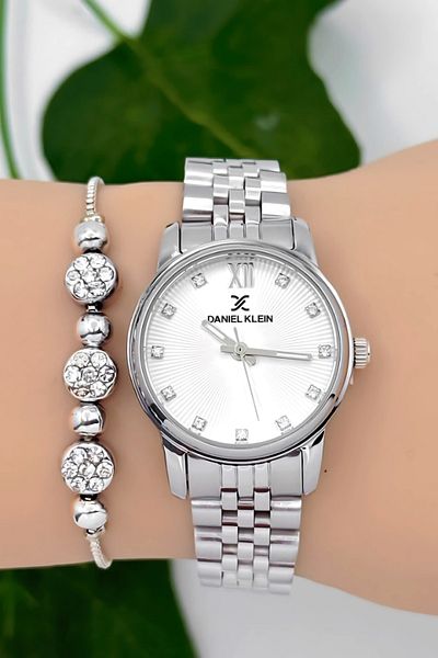 Daniel Klein Steel Cord Women Wrist Watch 3 Atm Water Resistant Silver Zmdk1184
