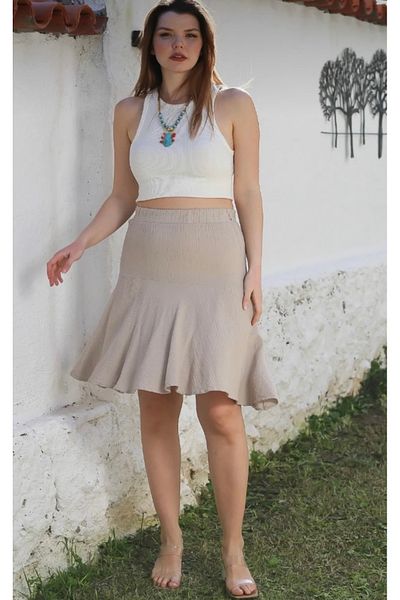 TEXTURA ✅   Women's Crispy Shorts Skirt - Muslin Fabric, Ideal for Daily Use