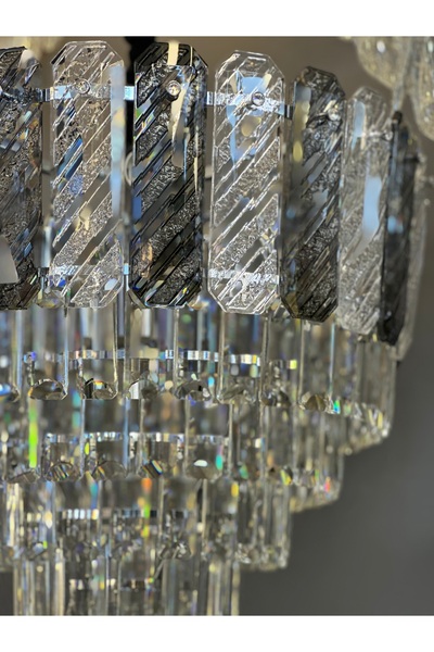 Led 50 CM KRİSTAL LÜX SALON AVİZESİ KROM