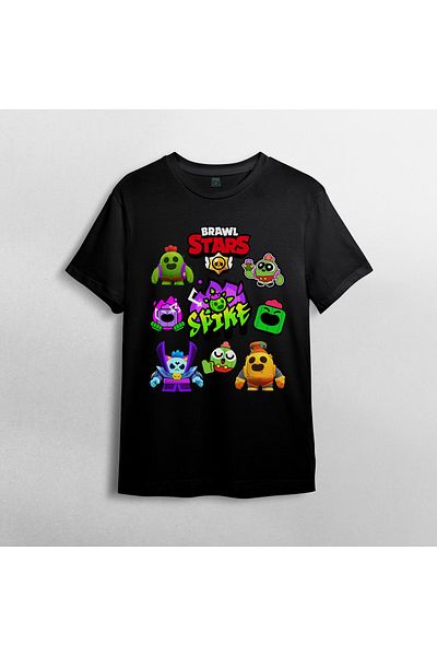 Pixxa Brawl Stars Spike Unisex 100% Cotton Crew Neck T-Shirt