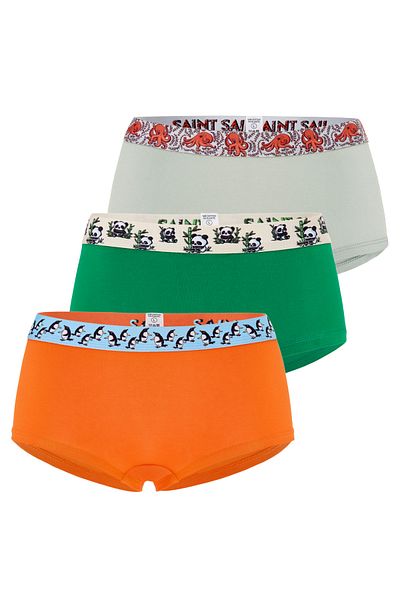 Saint Sail Cotton Lycra Flexible Fabric Printed Couple Boyshort Set of 3 Women's Panties