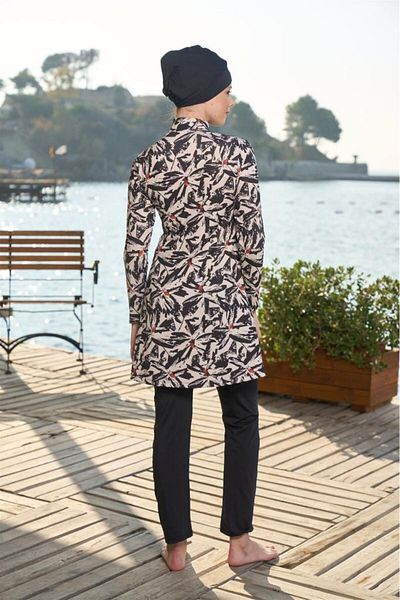 Estiva Digital Printing Bonneted Full Covered Hijab Swimsuit