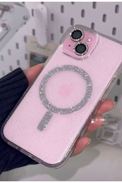 Go Aksesuar Iphone 13 - 14 Ve 15 Uyumlu Glitter Gerçek Magsafe Özellikli Simli Işıltılı Şeffaf Kılıf