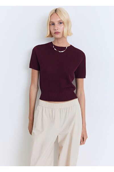 MANGO Woman Kısa kollu crop kazak