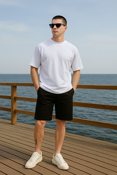 Pobudo Siyah Renk Pamuk Kumaş Chino Erkek Şort 2025