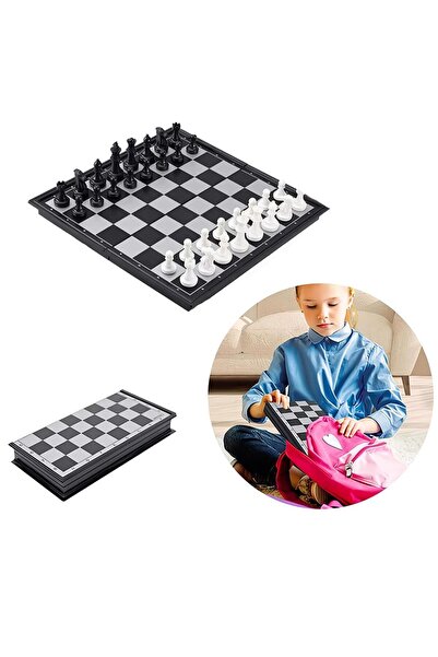 e-life shop Klasik Katlanır Manyetik Satranç Takımı Okullar & Seyahat İçin Satranç Takımı 2li Dama Satranç Seti