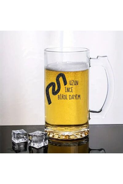 Çılgıntrend Uzun İnce Bir yoldayım Tasarımlı Arjantin Bira Bardağı Kulplu Bardak