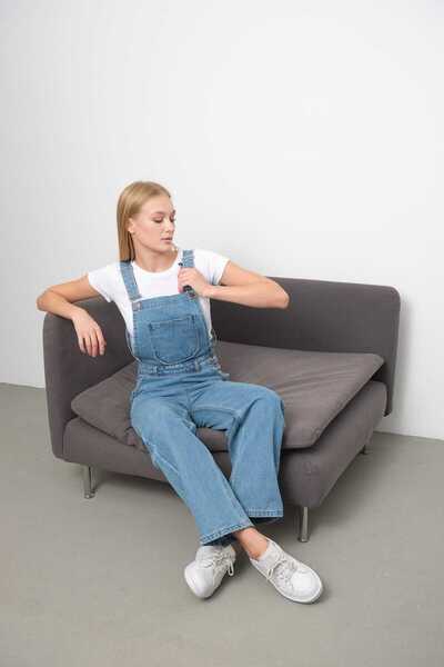 TRENDNATUREL Wide Leg Jean Salopet Jumpsuit