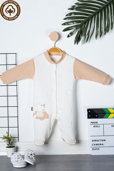 Miniel 3-6-9 Months Unisex Baby Onesie - Cloudy, Rabbit Embroidered, Organic Cotton and Booties