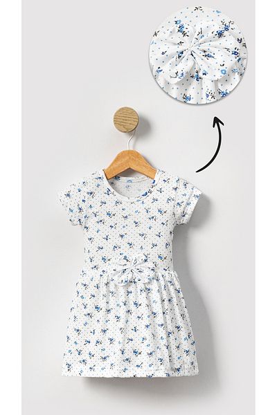 aden kids - Comfortable Use Flower Patterned Girl's Summer Combed Cotton Dress - Breathable Lycra Fabric