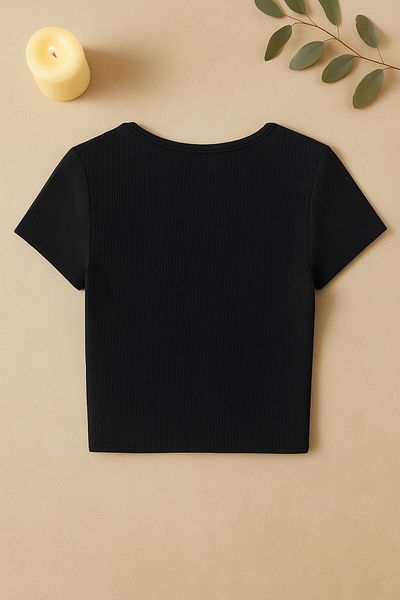 Stail Moda Γυναικεία ροζ καμιζόλα υφασμάτινη μισή μανίκια μονόχρωμη μπλούζα Uyaka Crop Top