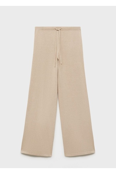 MANGO Woman Pamuklu keten triko pantolon