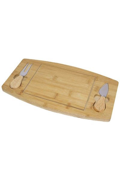 ABYZ Cheese platter set with 2 serving utensils, Rectangular, made of wood, dimensions 33x19x1.5 cm