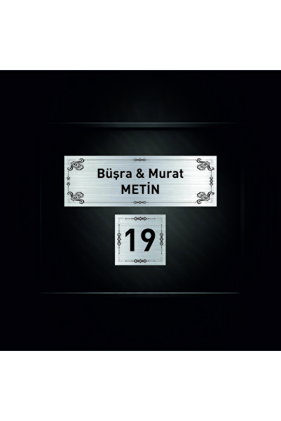 DAİRE KAPI İSİMLİĞİ VE KAPI NUMARASI GÜMÜŞ RENK METAL SÜPLİMASYON BASKI