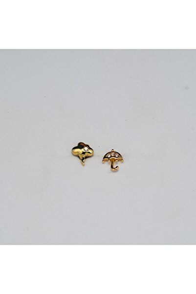 Piercing by Sever Kombin Bulut Ve Şemsiye Çelik Piercing… Altın/Gold Renkli ve Şeffaf Taşlı (TRAGUS HELIX CONCH FLAT)