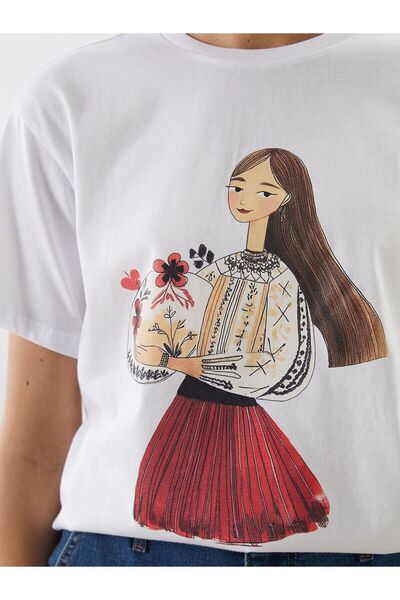 LC Waikiki Tricou de damă cu imprimeu cu guler rotund