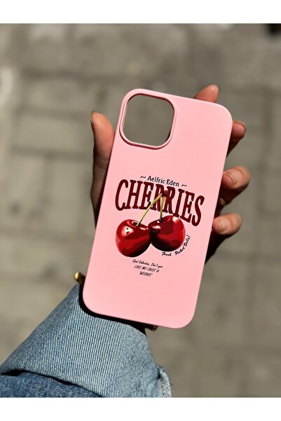 Iphone 13 - 14 Uyumlu Cherri Desen Tasarımlı Yüksek Kalite Lansman Içi Kadife Kılıf