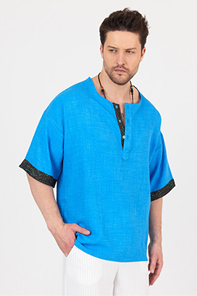 BABBOSS Πουκάμισο με έθνικ σχέδιο με φαρδύ γιακά με μισό κουμπί