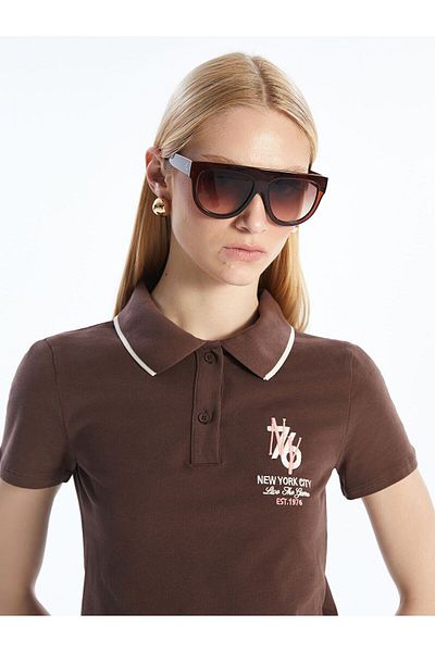 LC Waikiki Polo Neck Embroidered Women's T-Shirt
